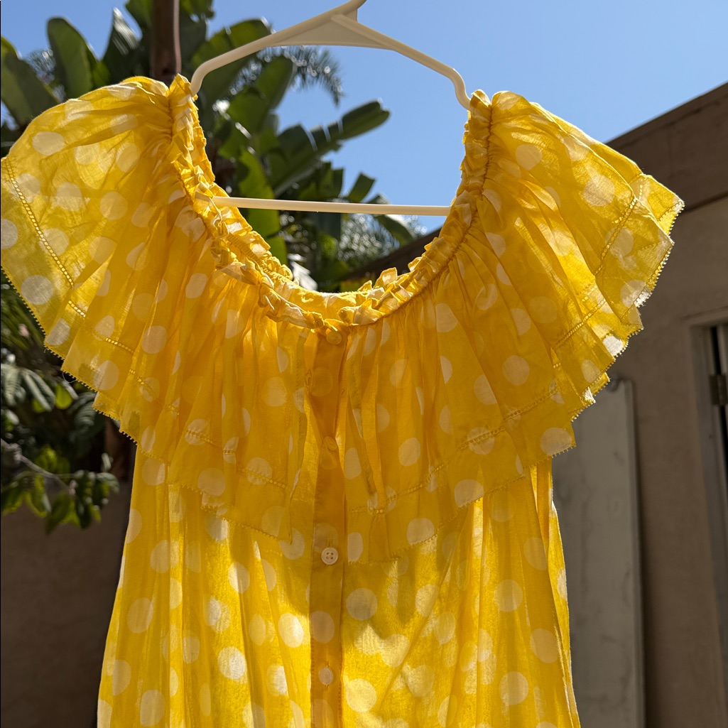 Lisa Marie Fernandez Yellow And White Polka Dot Dress